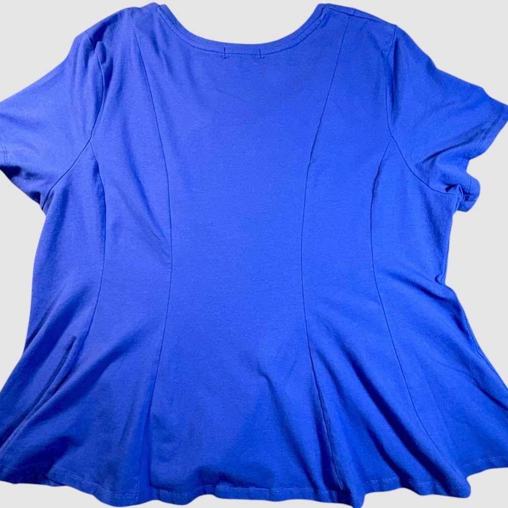 Rebel Wilson x Angels Womens 2X Blue‎ Structured Swing Blouse Cotton Stretch Top - Picture 2 of 10